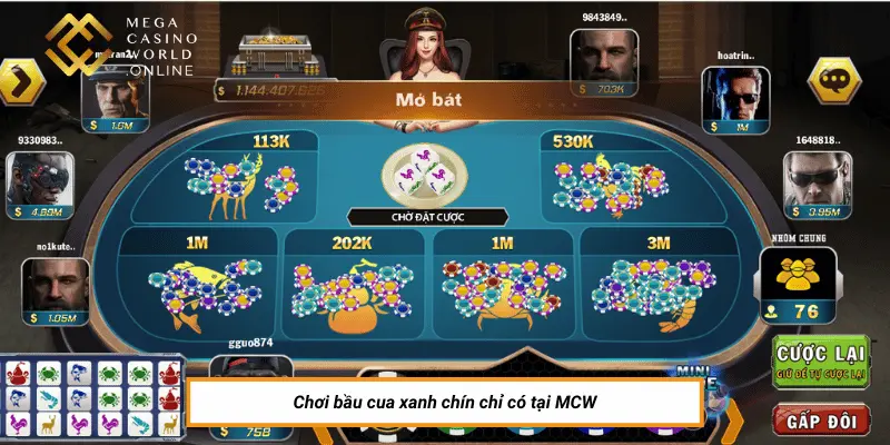 Chơi game bầu cua xanh chín chỉ có tại nhà cái MCW